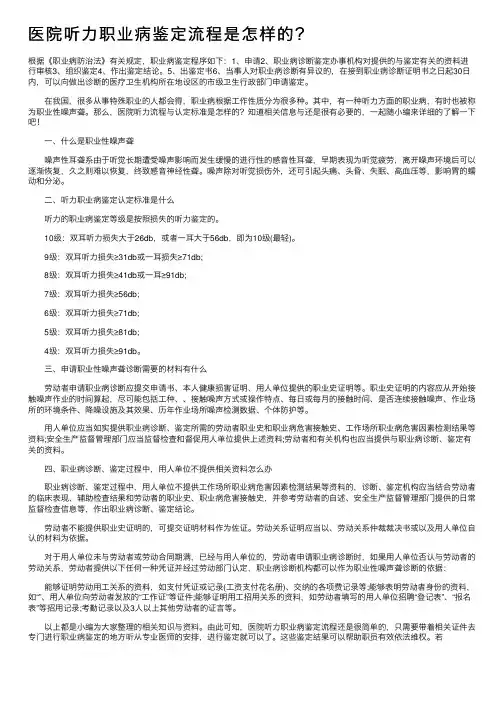 医院听力职业病鉴定流程是怎样的？