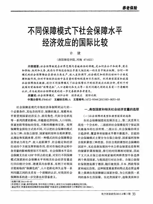 不同保障模式下社会保障水平经济效应的国际比较