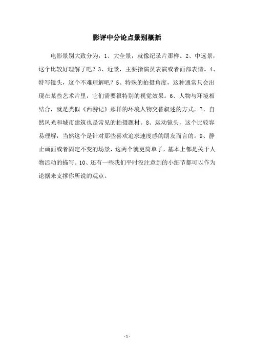 影评中分论点景别概括