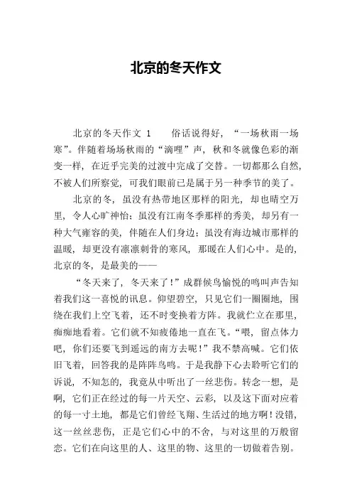 北京的冬天作文