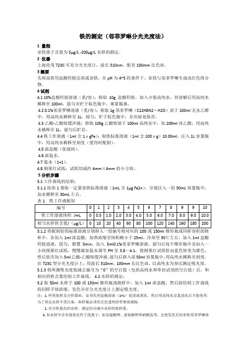 铁的测定(邻菲罗啉分光光度法)