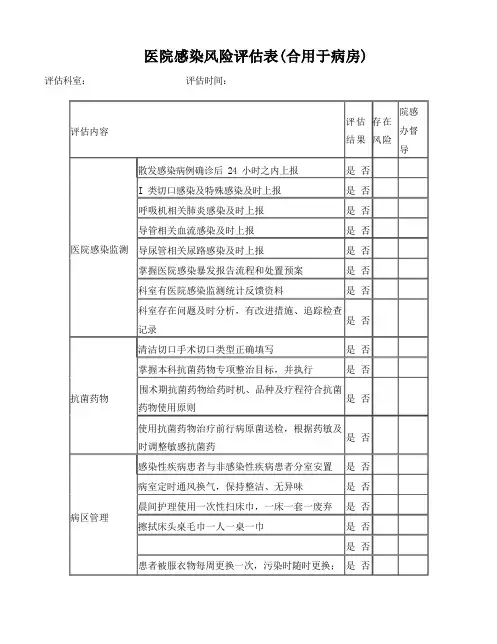 (完整版)医院感染风险评估表