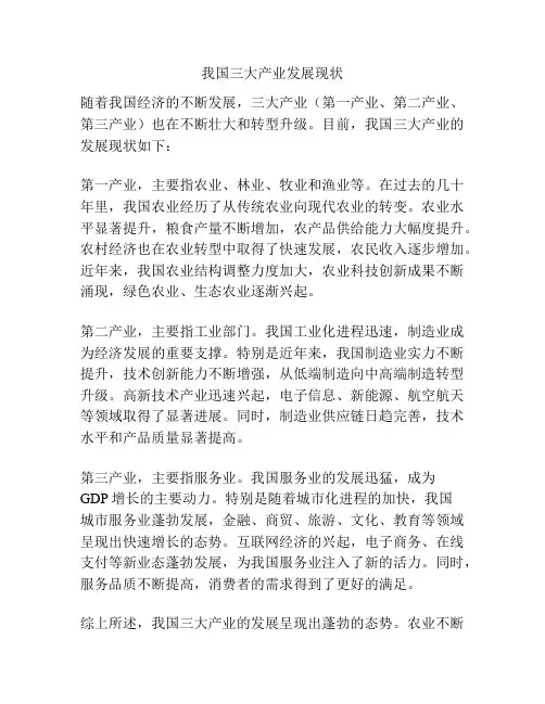 我国三大产业发展现状