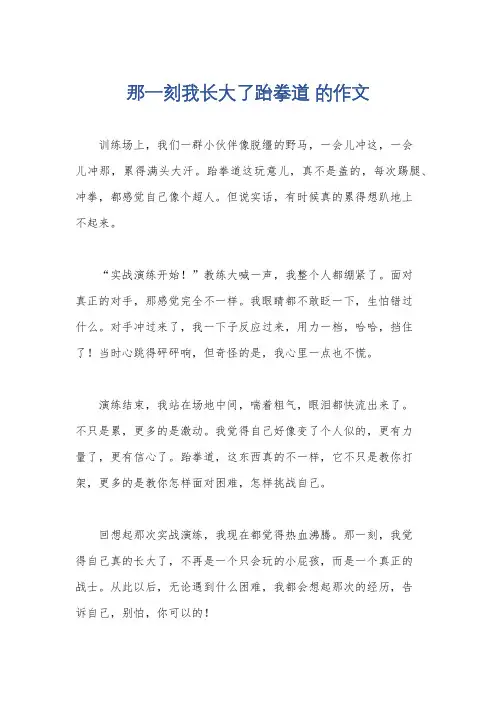 那一刻我长大了跆拳道 的作文
