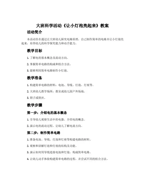 大班科学活动《让小灯泡亮起来》教案
