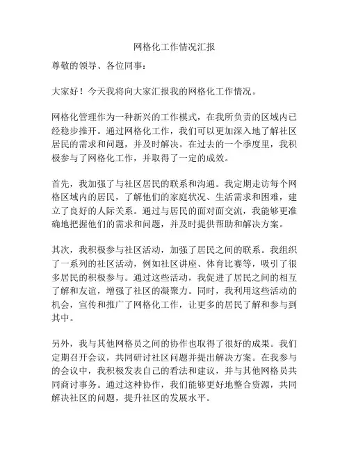 网格化工作情况汇报