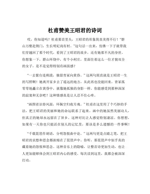 杜甫赞美王昭君的诗词