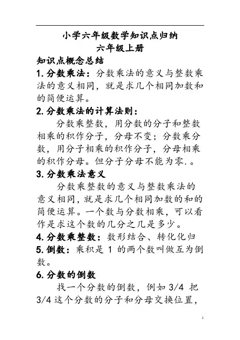 【数学】小学六级数学知识点归纳