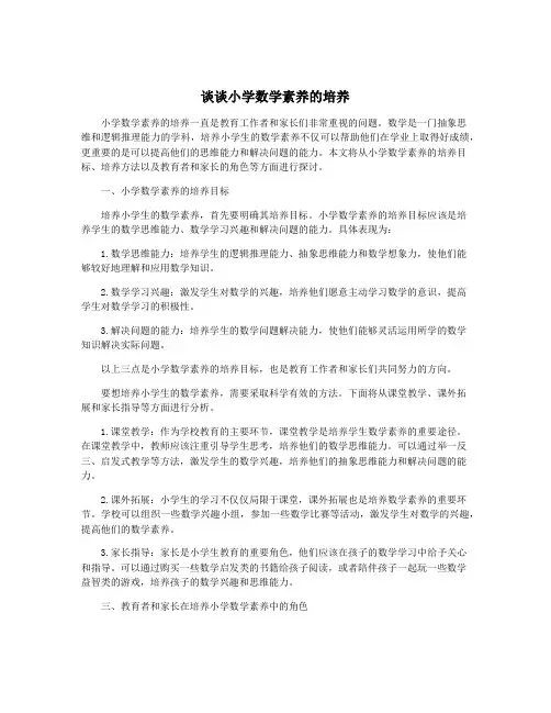 谈谈小学数学素养的培养