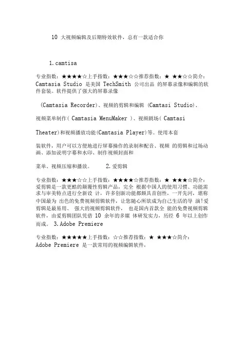 10大视频编辑及后期特效软件总有一款适合你