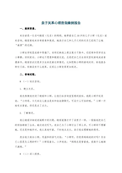 亲子关系心理咨询案例报告