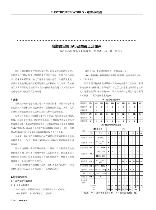 厚膜混合集成电路粘接工艺研究