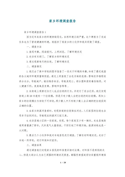 家乡环境调查报告