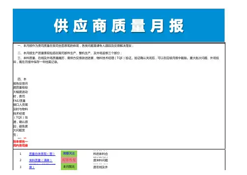 重点关注供应商质量月报表 模板