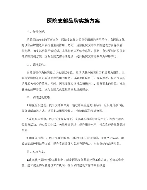 医院支部品牌实施方案