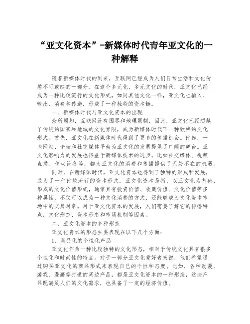 “亚文化资本”-新媒体时代青年亚文化的一种解释