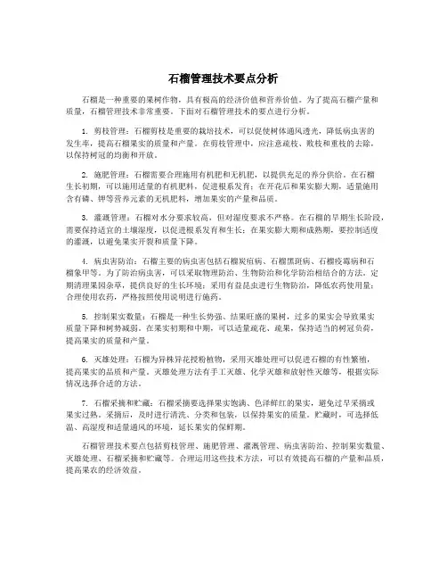 石榴管理技术要点分析