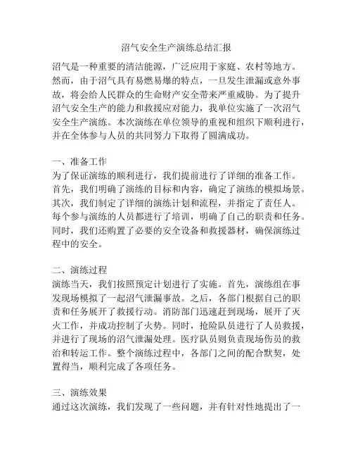 沼气安全生产演练总结汇报