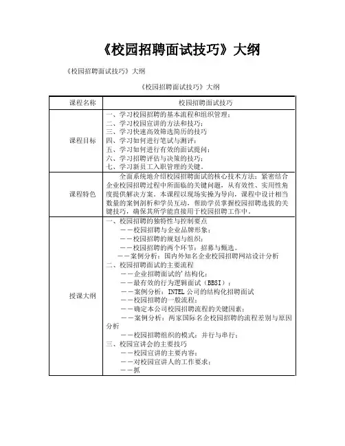 《校园招聘面试技巧》大纲