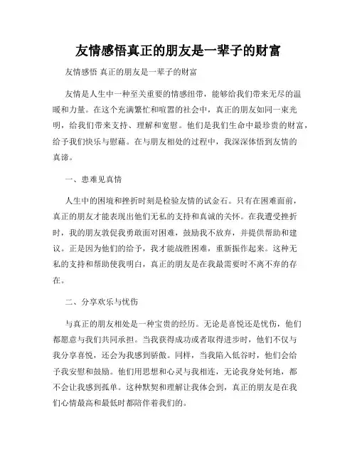 友情感悟真正的朋友是一辈子的财富