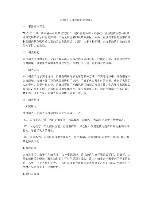 庐山火灾事故调查处理报告