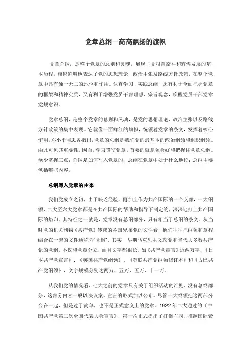 党章总纲—高高飘扬的旗帜