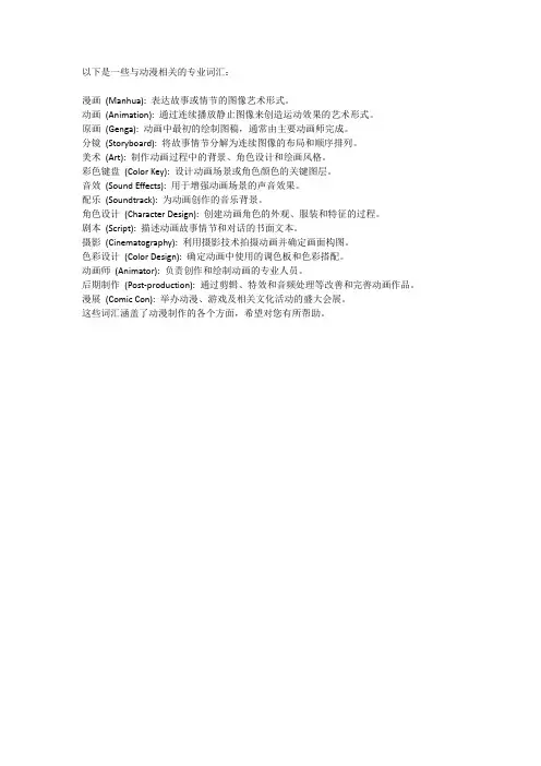 动漫专业词汇