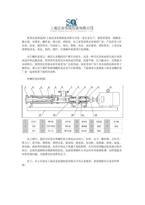螺杆泵配件和结构图