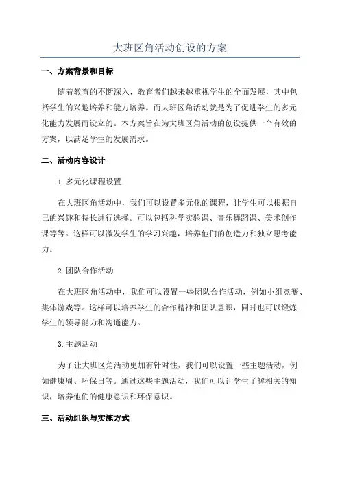 大班区角活动创设的方案