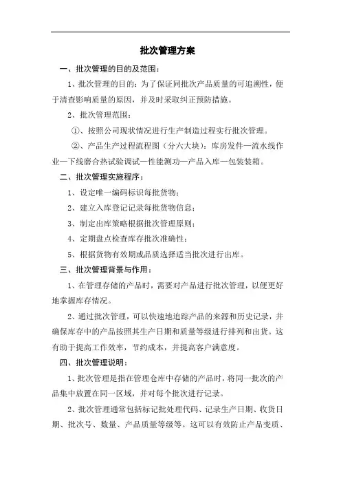 批次管理方案
