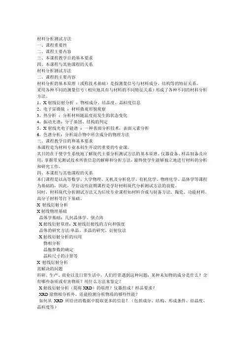 材料分析测方法