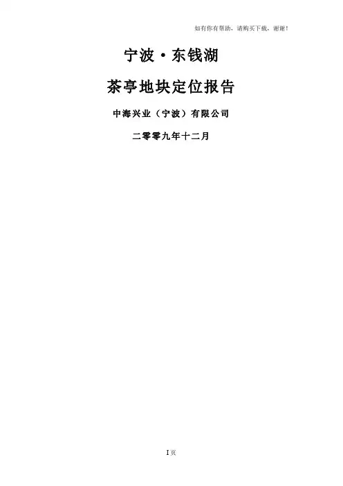 宁波东钱湖茶亭地块定位报告三方汇报