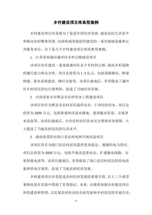 乡村建设项目库典型案例
