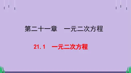 人教版九年级数学上册一元二次方程《一元二次方程》示范课教学课件