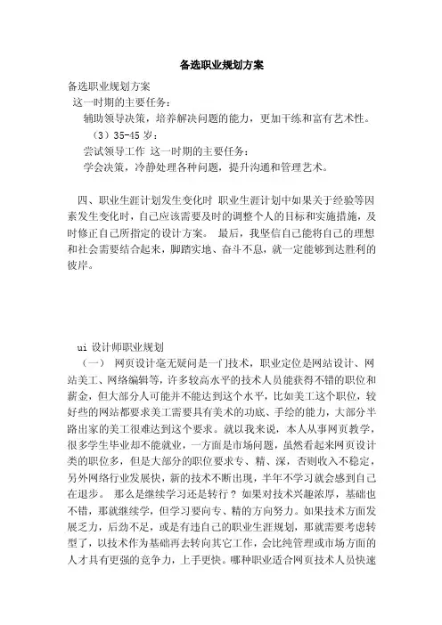 备选职业规划方案（范本）