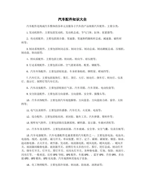 汽车配件知识大全