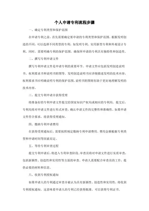 个人申请专利流程步骤