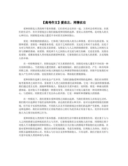 【高考作文】爱在左,同情在右