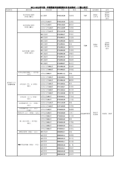 11.1国教、网传学院补考安排表