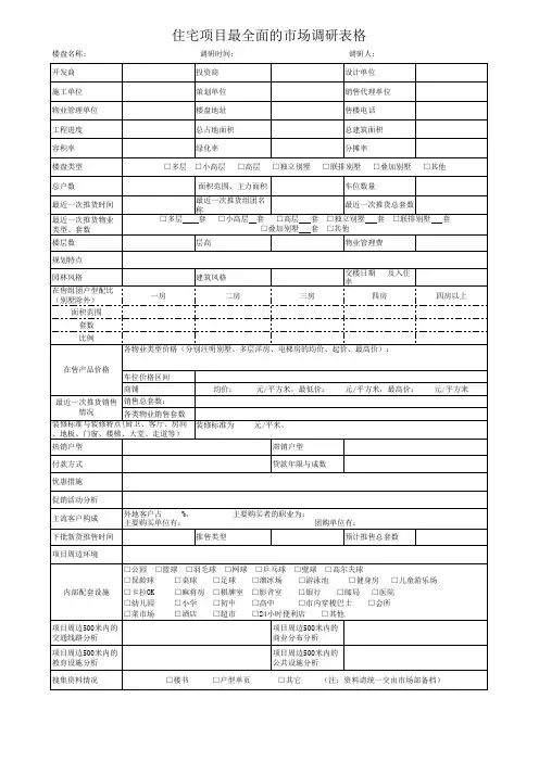 住宅踩盘表