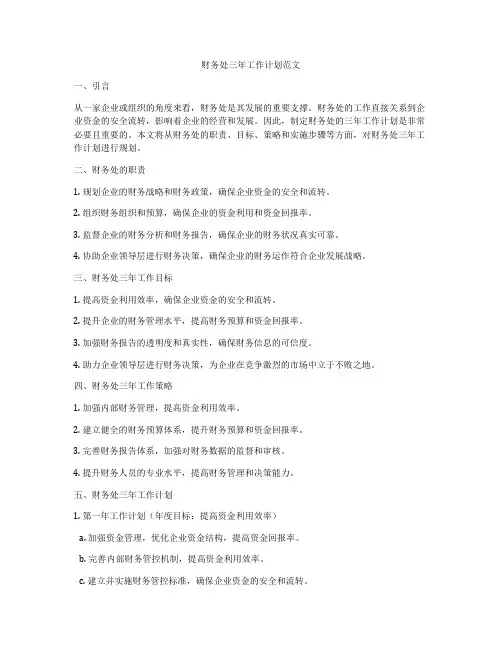 财务处三年工作计划范文