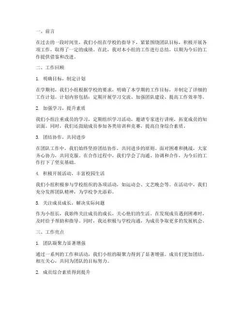 小组长小组总结范文
