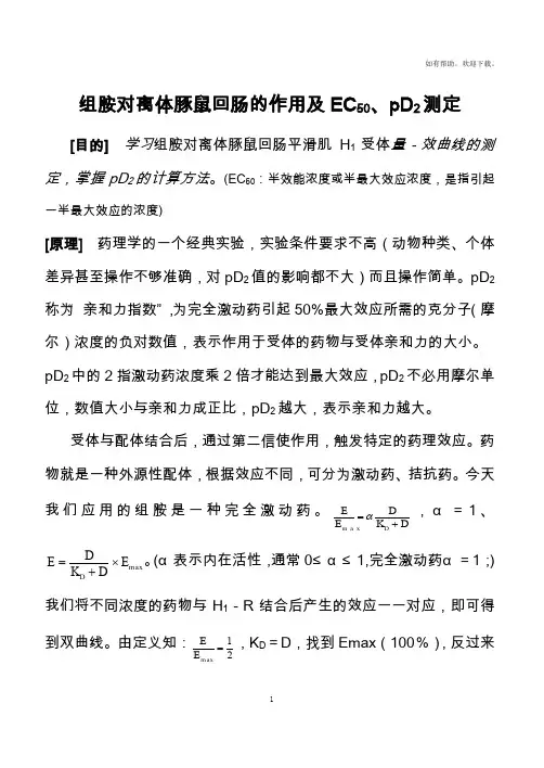 组胺对离体豚鼠回肠的作用及EC50、pD2测定