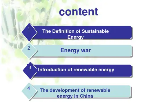 可再生能源清洁能源新型能源英文介绍PPT