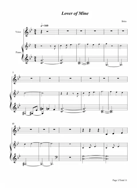 钢琴谱 Lover of Mine-5 Seconds of Summer 五线谱_共11张(全)