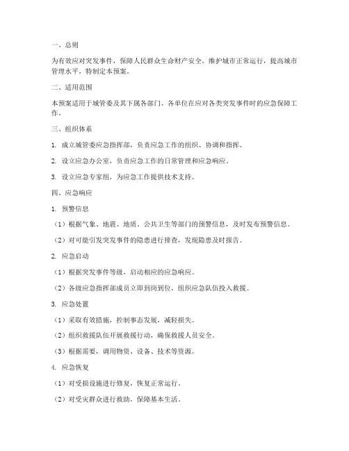 城管委应急保障预案