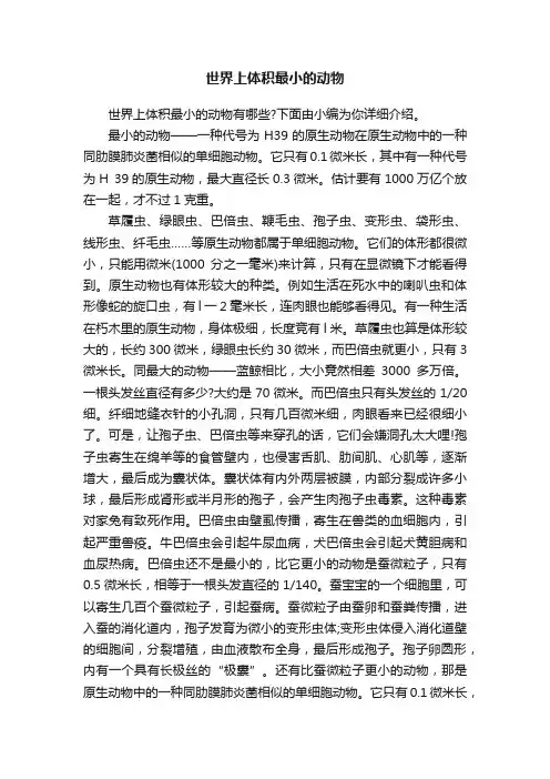 世界上体积最小的动物
