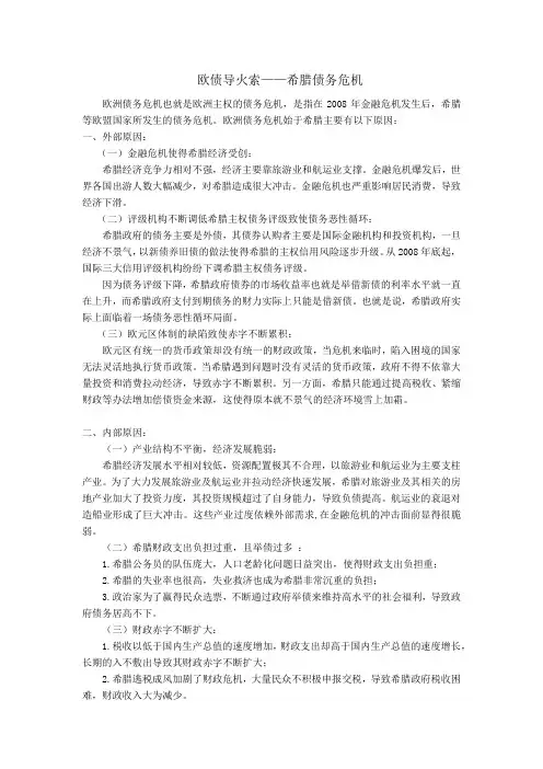 欧债导火索-希腊债务危机