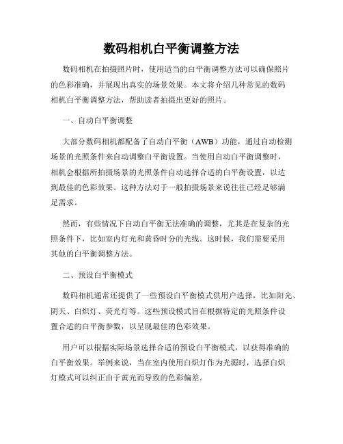 数码相机白平衡调整方法