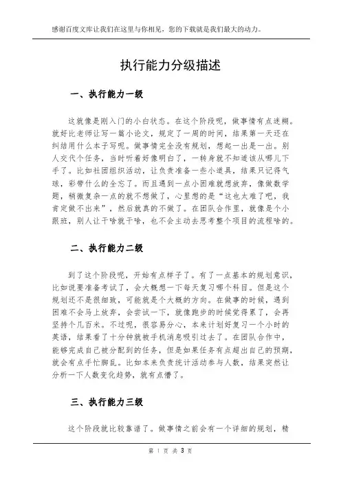 执行能力分级描述